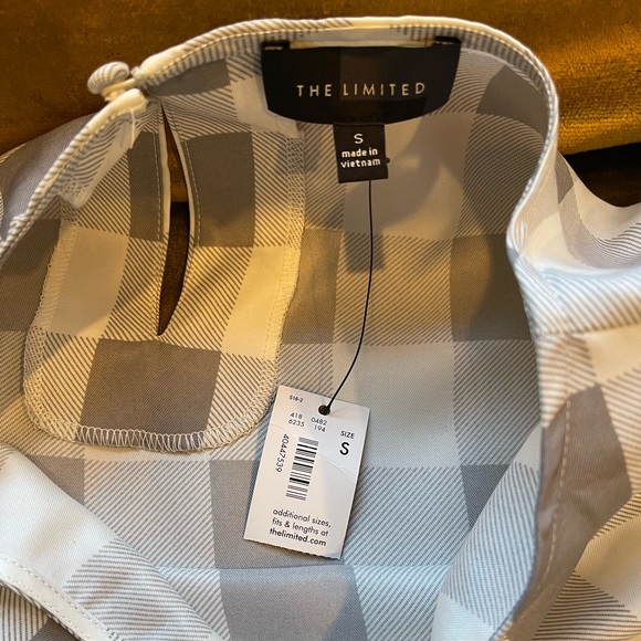 NWT The Limited SZ S White and Grey Check 3/4 Sleeve Blouse! - Picture 6 of 13